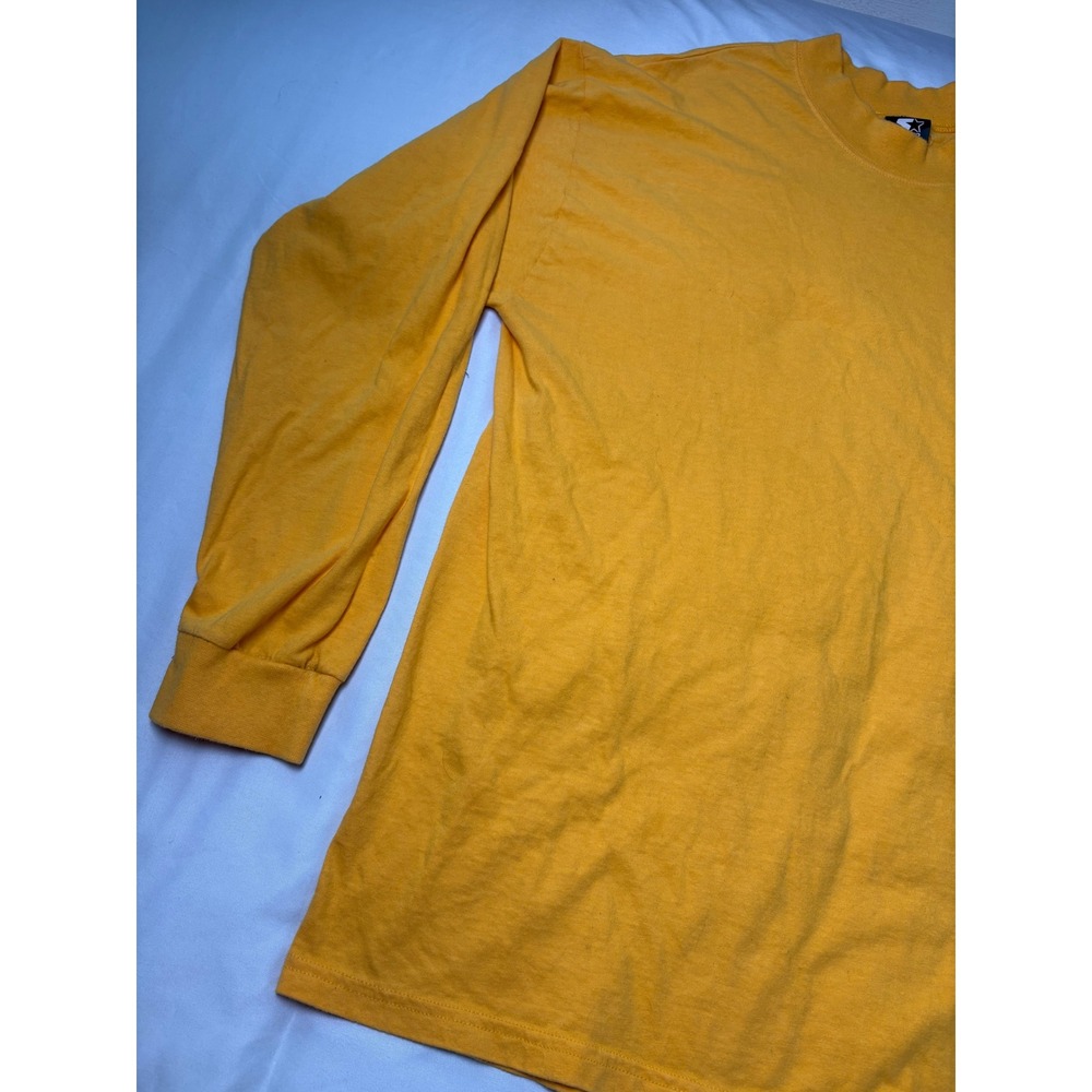 Starter Long Sleeve T-Shirt Mens Medium Yellow Excellent Embroidered Logo Cotton - Picture 6 of 11